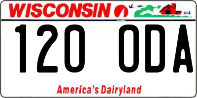 WI license plate 120ODA