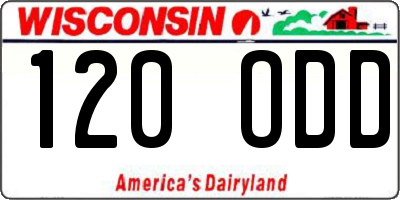 WI license plate 120ODD