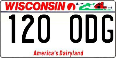 WI license plate 120ODG