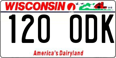 WI license plate 120ODK
