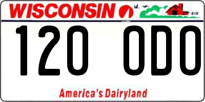 WI license plate 120ODO