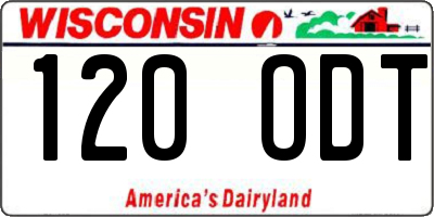 WI license plate 120ODT