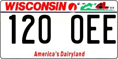 WI license plate 120OEE