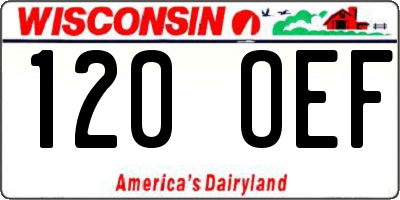 WI license plate 120OEF