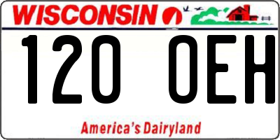 WI license plate 120OEH