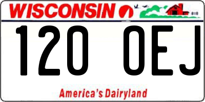 WI license plate 120OEJ