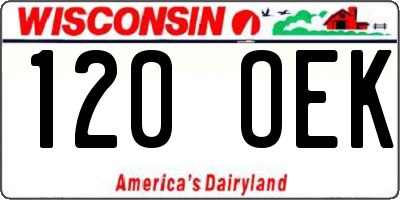 WI license plate 120OEK