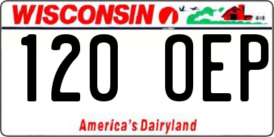 WI license plate 120OEP