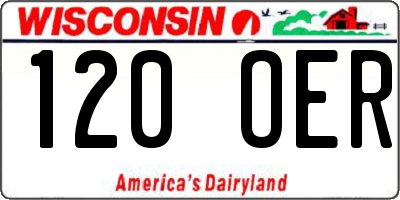 WI license plate 120OER