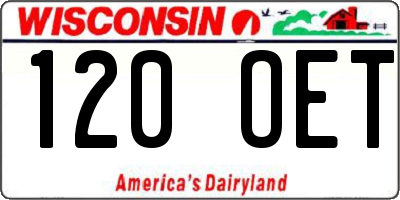 WI license plate 120OET