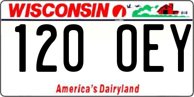 WI license plate 120OEY