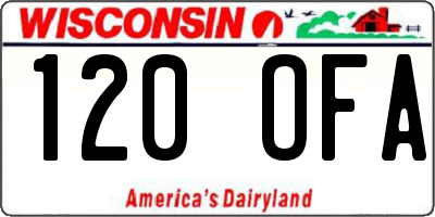 WI license plate 120OFA