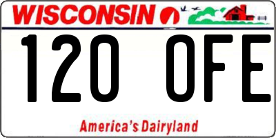 WI license plate 120OFE