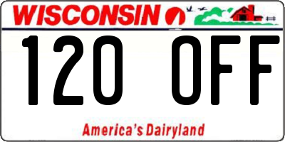 WI license plate 120OFF