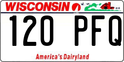 WI license plate 120PFQ
