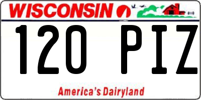 WI license plate 120PIZ