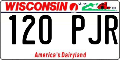 WI license plate 120PJR