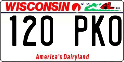WI license plate 120PKO