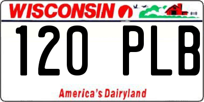 WI license plate 120PLB