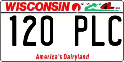 WI license plate 120PLC