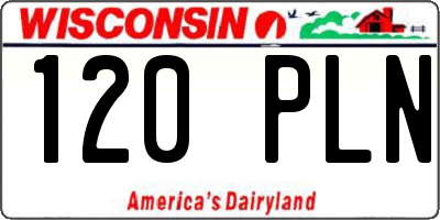 WI license plate 120PLN
