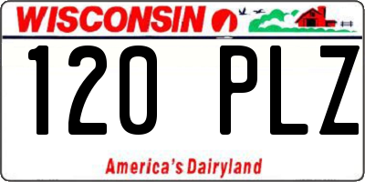 WI license plate 120PLZ