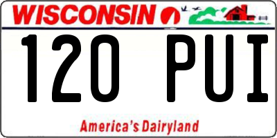 WI license plate 120PUI