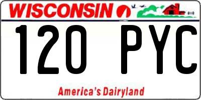 WI license plate 120PYC