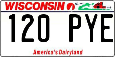 WI license plate 120PYE