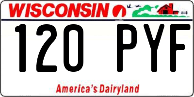 WI license plate 120PYF