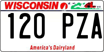 WI license plate 120PZA