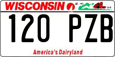 WI license plate 120PZB