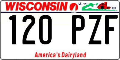 WI license plate 120PZF