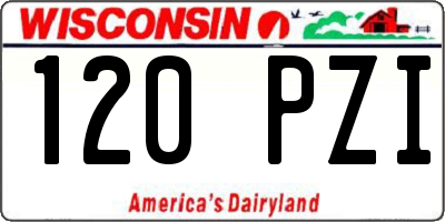 WI license plate 120PZI