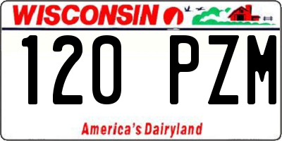 WI license plate 120PZM