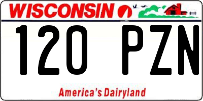 WI license plate 120PZN