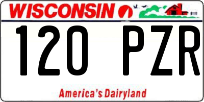 WI license plate 120PZR