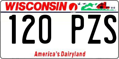 WI license plate 120PZS
