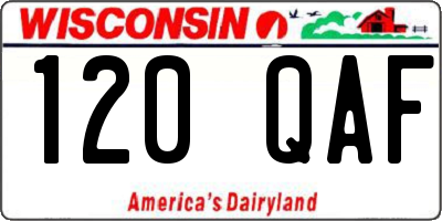 WI license plate 120QAF