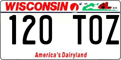 WI license plate 120TOZ