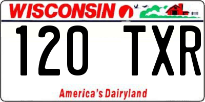 WI license plate 120TXR
