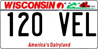 WI license plate 120VEL