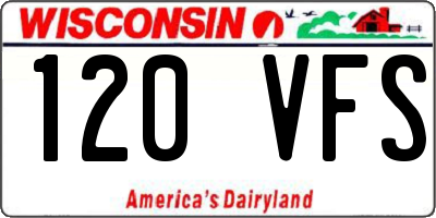 WI license plate 120VFS