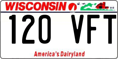 WI license plate 120VFT