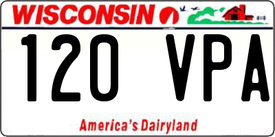 WI license plate 120VPA