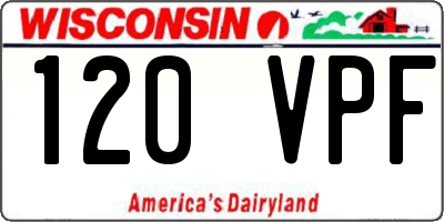 WI license plate 120VPF