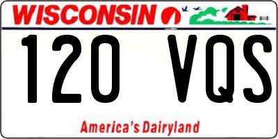 WI license plate 120VQS
