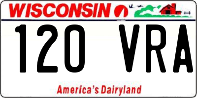 WI license plate 120VRA