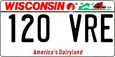 WI license plate 120VRE