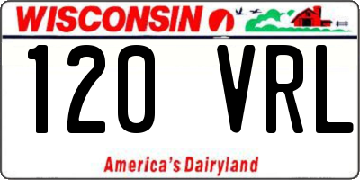 WI license plate 120VRL